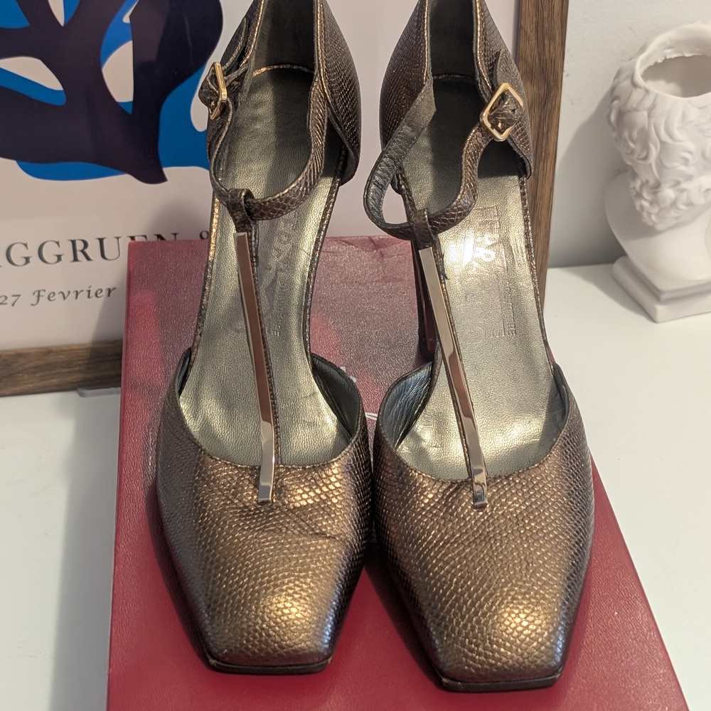 Salvatore Ferragamo Leather T-Strap Heels
